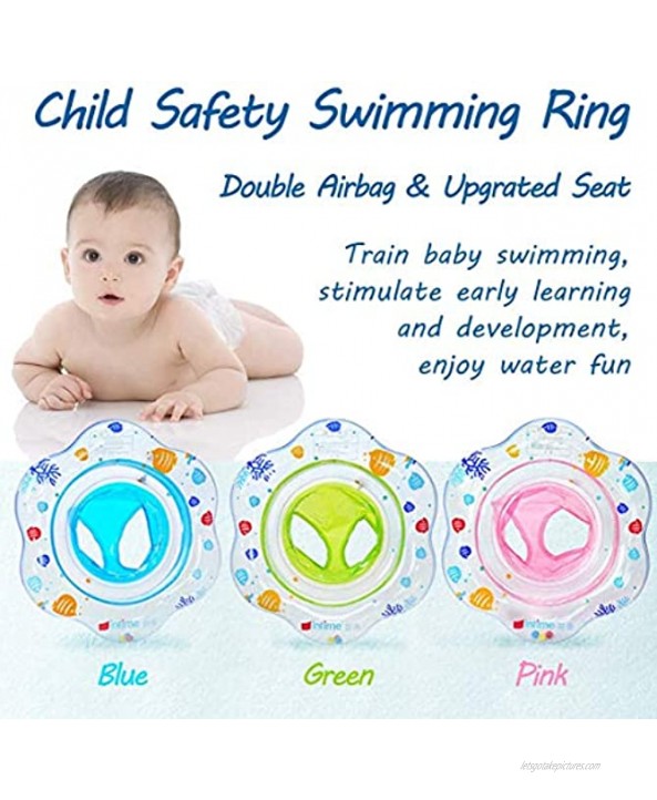 Inflatable Baby Swimming Ring Baby Pool Float with Canopy Safety Seat 6-36 Months Baby Neck Floats for Pool Infant Swim Double Float for Baby Portable Protection Pool Training Float Ring