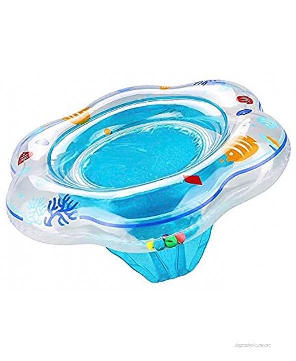 Inflatable Baby Swimming Ring Baby Pool Float with Canopy Safety Seat 6-36 Months Baby Neck Floats for Pool Infant Swim Double Float for Baby Portable Protection Pool Training Float Ring