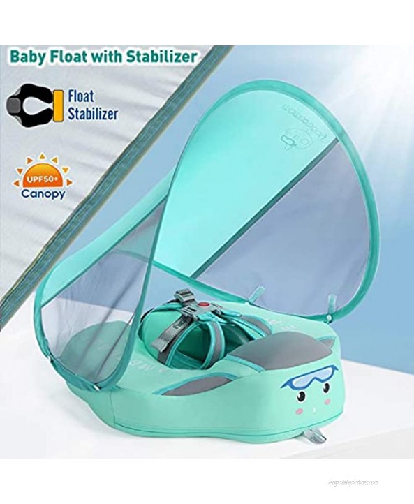 Luxubaby 2020 Baby Float for Pool Solid Float Ring with UPF 50+ UV Sun Protection Canopy Toddler Swim Floating Swimming Pool Non-Infloatable Swim Ring