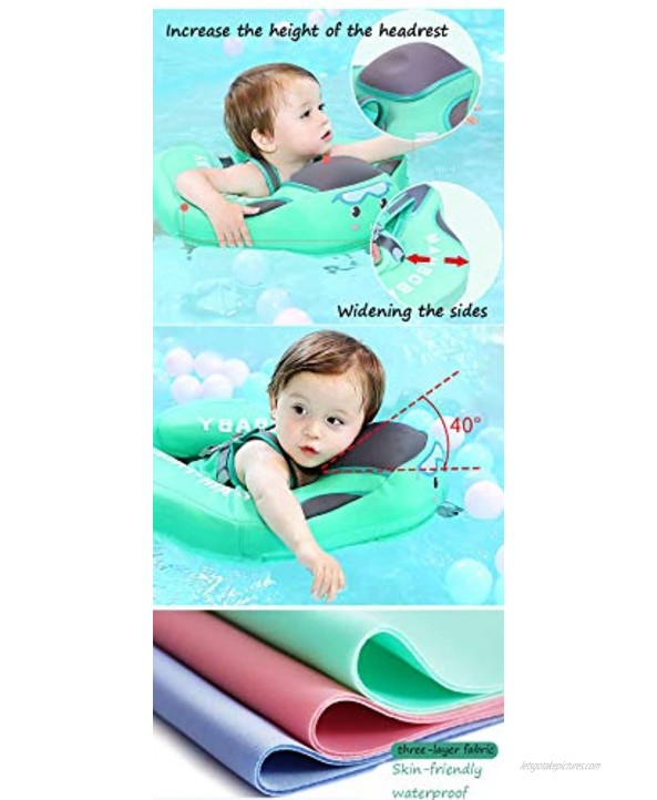 Luxubaby 2020 Baby Float for Pool Solid Float Ring with UPF 50+ UV Sun Protection Canopy Toddler Swim Floating Swimming Pool Non-Infloatable Swim Ring