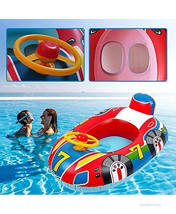 Moanyt Inflatable Kids Water Float Ring with Handle Pool Floats Steering Wheel Baby Swimming Seat Swim Ring Pool Aid Trainer Beach Floating Boat Pool Water Toys for 1-3 Years Kids