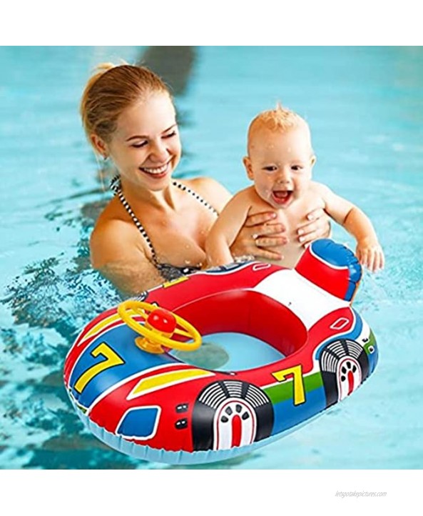 Moanyt Inflatable Kids Water Float Ring with Handle Pool Floats Steering Wheel Baby Swimming Seat Swim Ring Pool Aid Trainer Beach Floating Boat Pool Water Toys for 1-3 Years Kids
