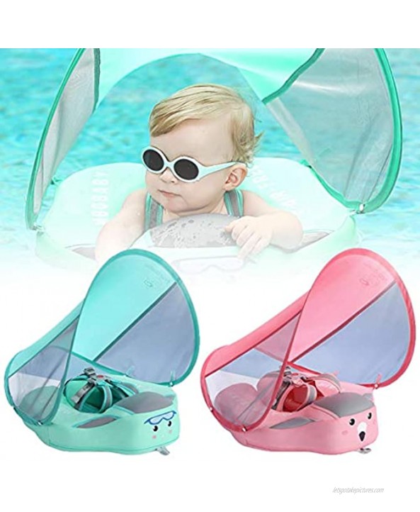 Molre-yan Infant Swimming Ring Baby Swim Float with Canopy Detachable Infant Swim Ring Swimming Trainer UPF 50+ Sun Protection Coating for Toddlers Safer Swims
