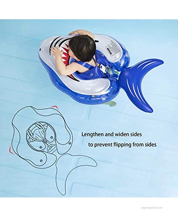 Myir JUN Baby Float Baby Swimming Float Shark Pool Float Inflatable Swimming Pool Floats Ring with Safe Bottom Support Children Waist Swim for The Age of 3-36 Months L