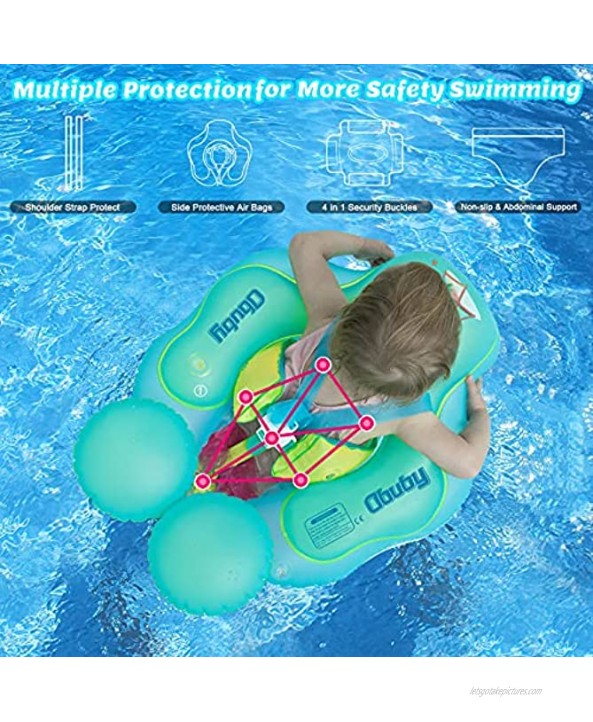 Obuby Baby Swimming Float Ring Inflatable Neck Pool Floats with Safe Bottom Support Children Waist Swim Water Toys Accessories for Toddler Age of 3-36 Months Large