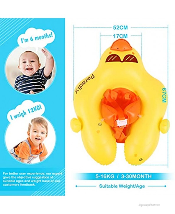 Peradix Inflatable Baby Swim Pool Float Anti-Flip Newest Double Airbag Baby Swimming Floats for Pool Infant Pool Float for Toddler Age 6-36 Months
