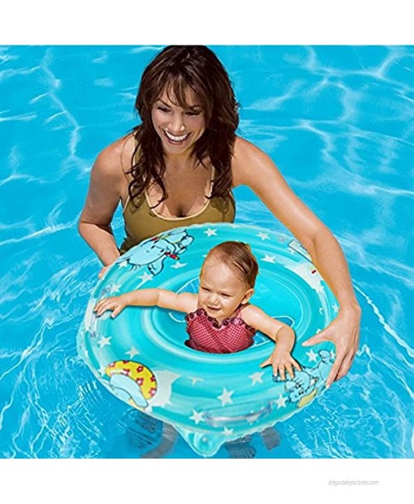 Stravel Baby Pool Float for 3-36 Month Kids with Double Handle,Infant Inflatable Swim Ring Float Tube,Bathtub Toys Swimming Pool Accessories for Baby Kids Pool,Bathtub,Outdoor Blue Type 1