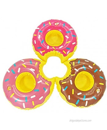 SUKRAGRAHA Inflatable Drink Holder Coaster Cup Floats Great for Pool Party and Special Events 3pc Donut