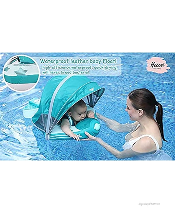 Swim Float Newest Add Tail Baby Pool Toy with Canopy Lying Air Free Water Floats Non-Inflatable Waist Swimming Ring for Toddlers