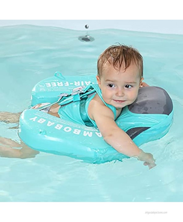 Swim Float Newest Baby Pool Toy with Canopy Lying Air Free Water Floats Non-Inflatable Waist Swimming Ring,Upgrade Soft Waterproof Skin-Friendly Leather Material Infant for Toddlers