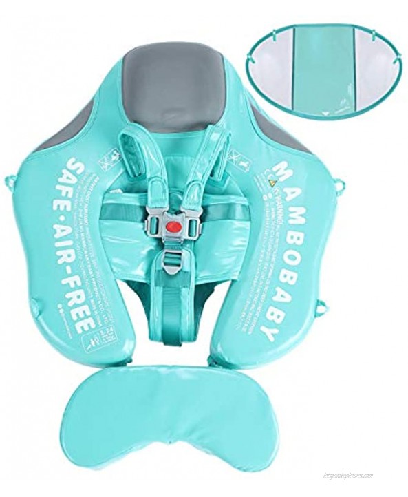 Swim Float Newest Baby Pool Toy with Canopy Lying Air Free Water Floats Non-Inflatable Waist Swimming Ring,Upgrade Soft Waterproof Skin-Friendly Leather Material Infant for Toddlers