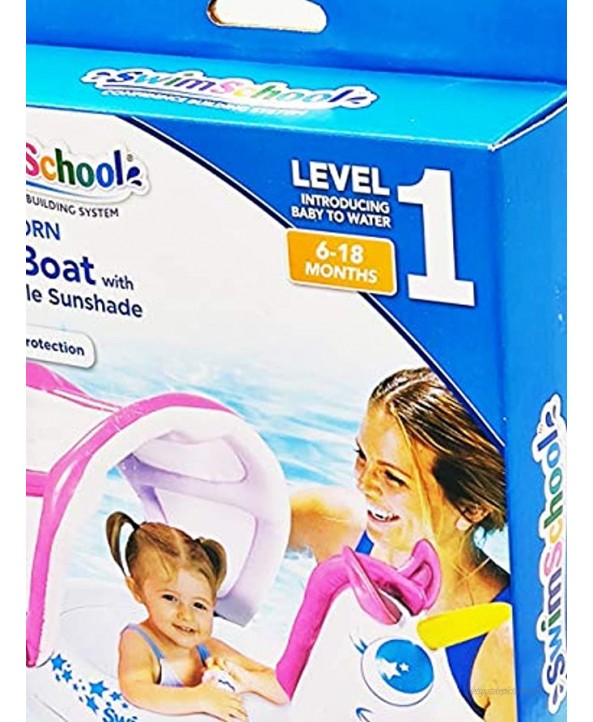 SwimSchool My Unicorn Baby Boat Inflatable Float with Sunshade
