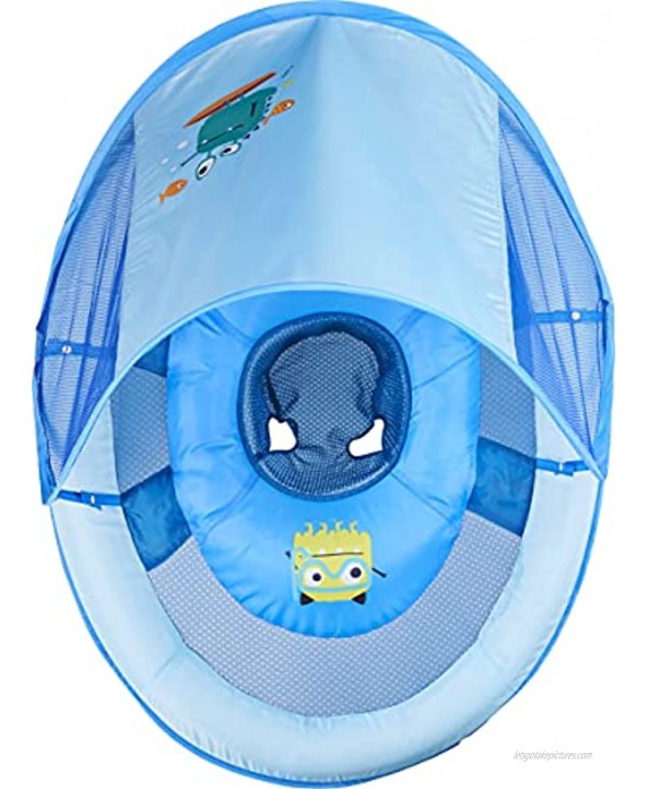 SwimWays Baby Spring Float Sun Canopy Blue Sea Monster