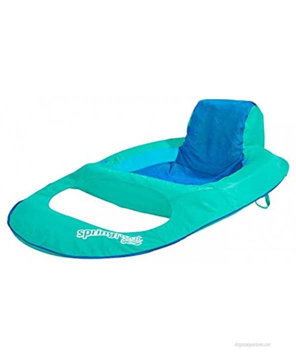 SwimWays Inflatable Soft Mesh Twist and Fold Spring Stable Relaxing Recliner Pool and Lake Float Lounger with Cup Holder Aqua 2 Pack