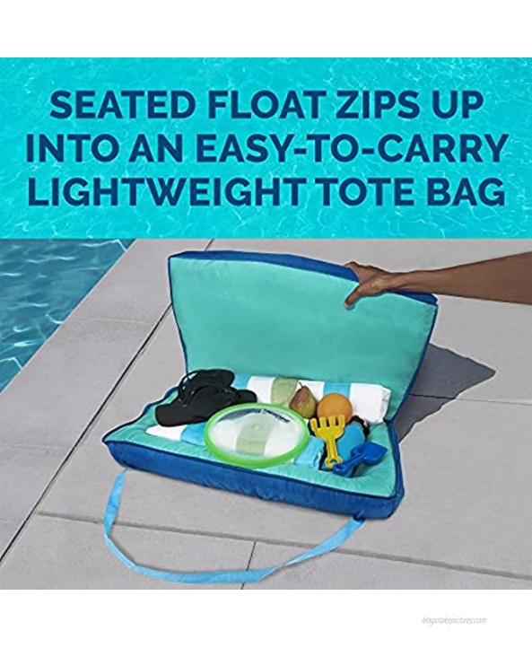 SwimWays Pack-N-Float 2-in-1 Pool Chair and Tote Bag Blue Palm