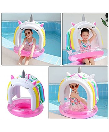 YARDWE Unicorn Water Floats Toys with Inflatable Sunshade Princess Swimming Ring Glitter Tube Infant Baby Floatie Fun Water Toys for Toddlers Baby Swim Training Aid Colorful