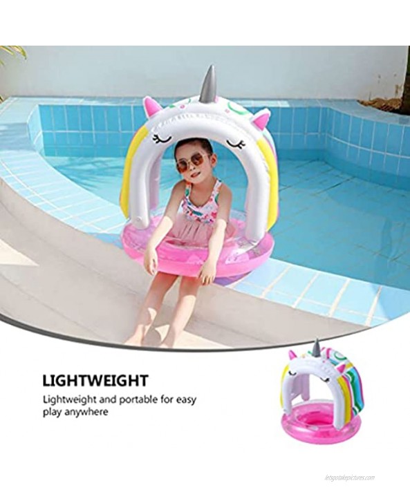 YARDWE Unicorn Water Floats Toys with Inflatable Sunshade Princess Swimming Ring Glitter Tube Infant Baby Floatie Fun Water Toys for Toddlers Baby Swim Training Aid Colorful
