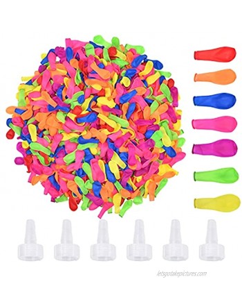 1000 Pcs Water Balloons Bomb Set Colors Latex Water Balloons with 6 Hose Nozzle for Adults kids Summer Party Water Balloon Fight