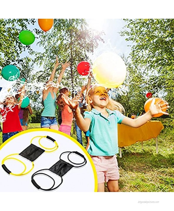 2 Pieces Water Balloon Launcher 500 Yard with 500 Balloons 2-3 Person Balloon Giant Sling T-shirt Launcher Party Game Courtyard Toy for Water Sports Swimming Pool Outdoor Summer Black Yellow