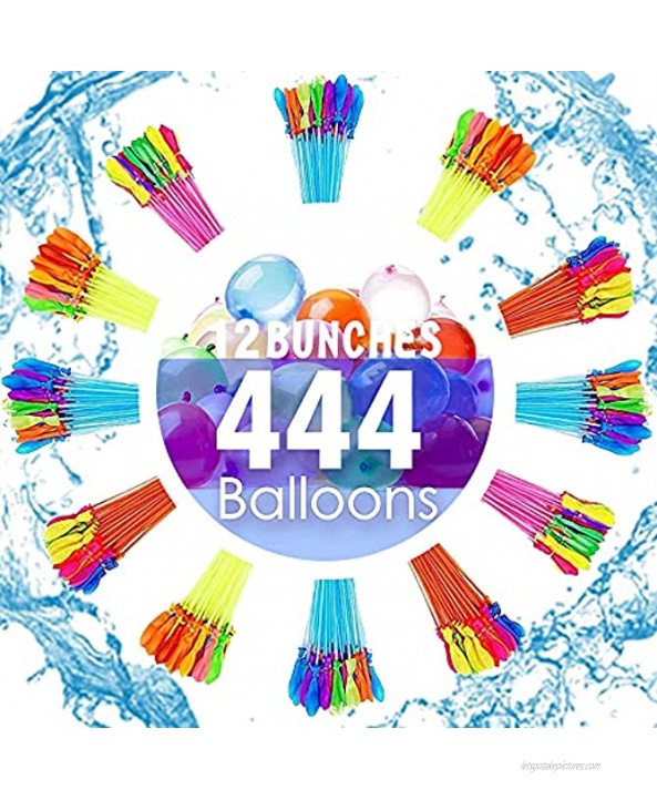 444 PCS Water Balloons for Kids Adults Quick Fill Water Balloons Set Summer Splash Party Easy Quick Fun Outdoor Backyard for Swimming Pool C
