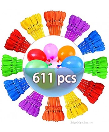611 pcs Water Balloons Quick Fill Balloons and Water Balloons Refill Kits Self Sealing Water Balloons 611 pcs Assorted Colors