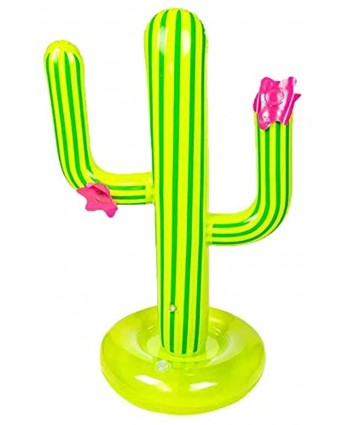 Cactus Water Balloon Swimming Pool Ring Toss Games Inflatable Pool Toys with 4 Ring Summer Inflatable Green Cactus Ring Toss Game Set Target Toss Family Outdoor Party Beach Game A