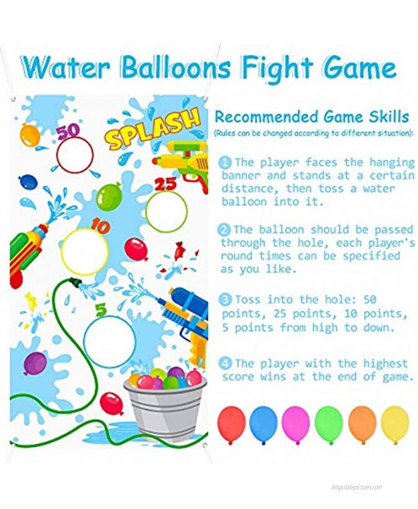 CY2SIDE 501PCS Water Balloons Toss Game and Refill Kits Colorful Balloons for Water Bomb Games Toss Game Banner for Water Balloons Toss Water Balloons at Summer Pool Parties Pool Party Supplies