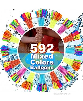 JOYGETIN Water balloons quick fill self sealing 592 PCS for Balloons Party Games Balloons Swimming Pool Outdoor Party Activity Summer Funs Kids Girls Boys Adults