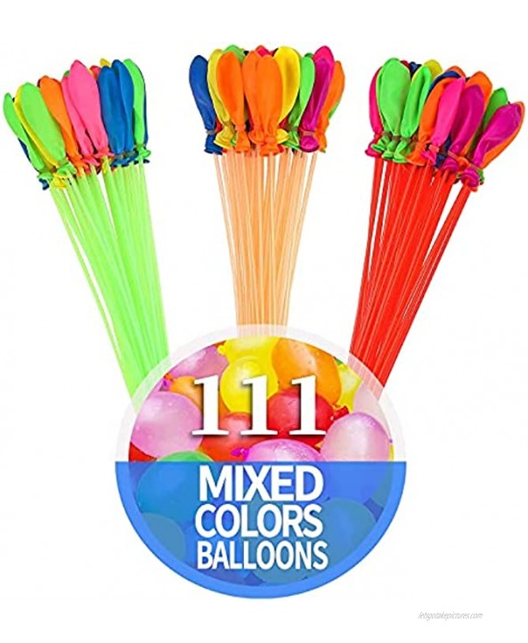Multicolor Water Balloons Bomb Eco Friendly Water Balloons for Summer Water Party Games Water Balloons Quick Fill for Kids and Adults 111 Pcs