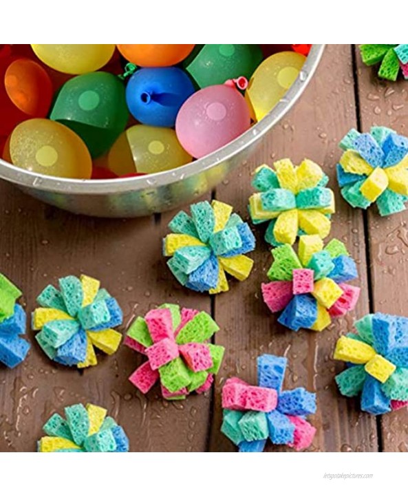 Reusable Water Balloons 16 PCS DIY Sponge Water Bombs Drawstring Mesh Bag Kits Kids Birthday Party Summer Water Toys