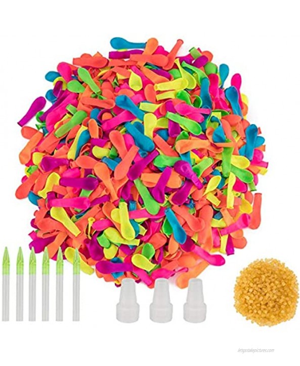 Water Balloons 1400 Pack Water Balloons Bunch Refill Quick & Easy Kits Assorted Colors Biodegradable Latex Summer Splash Water Balloon Toys with Hose Nozzles for Kids Adults