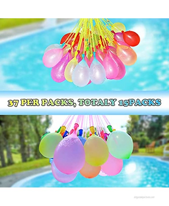 Water Balloons 555 Pcs Self-Sealing Quick Fill Balloons Mixed Color Latex Balloon Set for Summer Outdoor Kids Girls Boys Party Swimming Pool Water Bomb Games