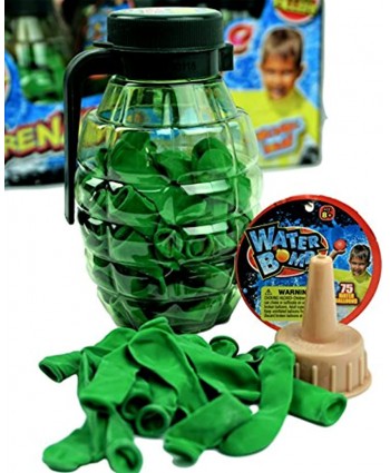 Water Balloons Grenade Style. with Quick Filler Nozzle 4 Units Assorted By JA-RU. Summer Outdoor Toy Grenade Filled with Water Balloons 75 Each. Great Pool Toys. Latex Later Bomb Balloons. 182-4