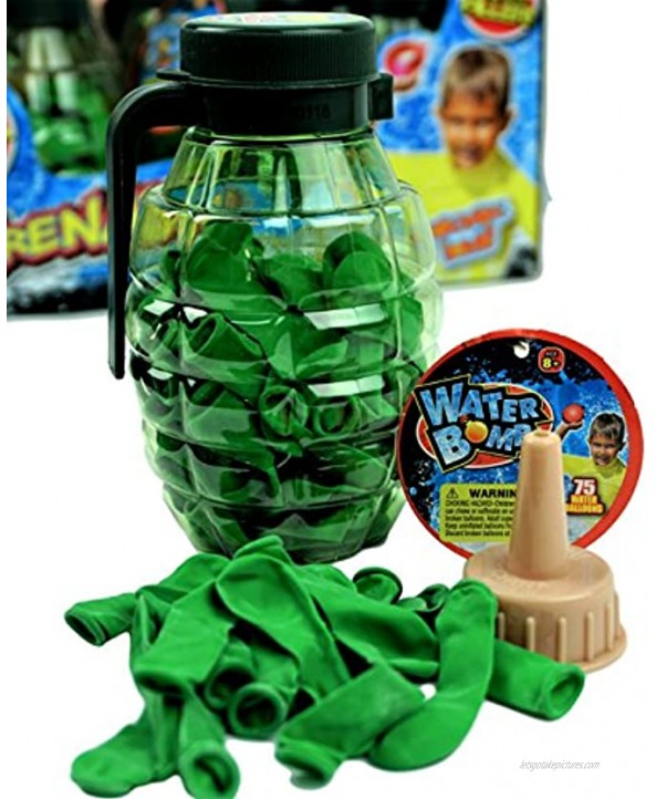 Water Balloons Grenade Style. with Quick Filler Nozzle 8 Units Assorted By JA-RU. Summer Outdoor Toy Grenade Filled with Water Balloons 75 Each. Great Pool Toys. Latex Later Bomb Balloons. 182-8