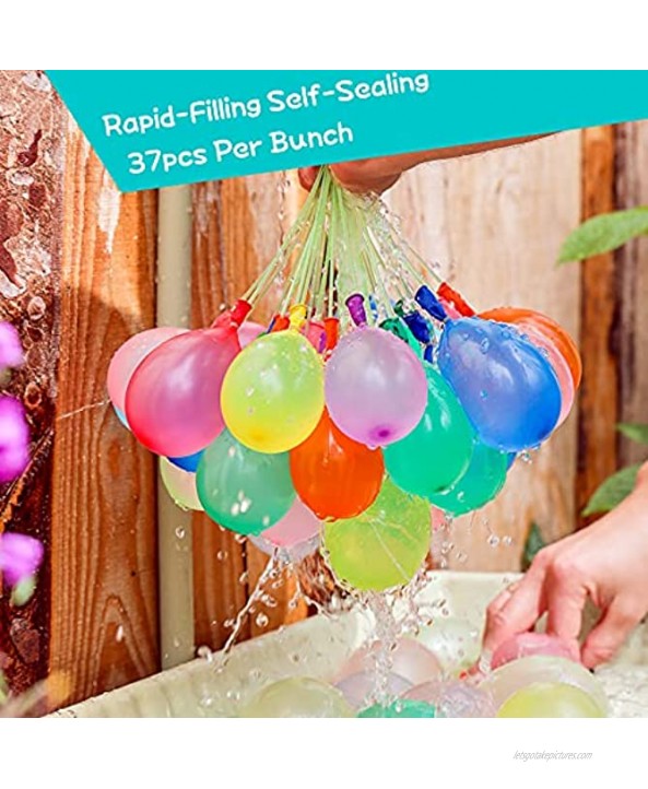 Water Balloons12 Bunches 444 PCS Self Sealing for Kids Girls Boys Adults Balloons Set Party Games Easy Quick Fill Splash Fun for Swimming Pool Outdoor Summer Fun Water Bomb Fight Game School Activities Mixed Color