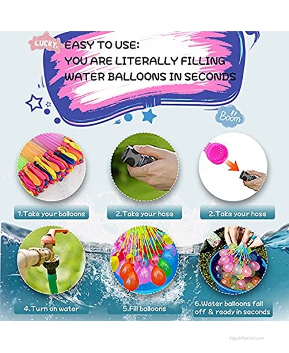Water Balloons12 Bunches 444 PCS Self Sealing for Kids Girls Boys Adults Balloons Set Party Games Easy Quick Fill Splash Fun for Swimming Pool Outdoor Summer Fun Water Bomb Fight Game School Activities Mixed Color