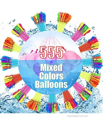 Water Balloons,555pcs Rapid-Fill Self-Sealing Easy Quick Water Balloons Summer Outdoor Games for Kids Boys & Girls & Adults Water Fun Swimming Pool Outdoor Parties
