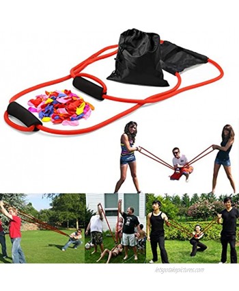 YHmall 3 Person Water Balloon Launcher with 500 Water Balloons Catapult Cannon Slingshot Free Balloons. Outdoor Game for Kids and Adults Red one size