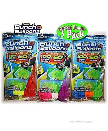 Zuru Bunch O Balloons Instant 100 Self-Sealing Water Balloons Complete Gift Set Bundle 3 Piece 300 Balloons Total