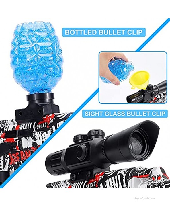 2 in 1 Semi Full Auto Shot Gel Ball Blaster AKT-47 with Bottled Sight Splatter Water Bead Ball Clip Red