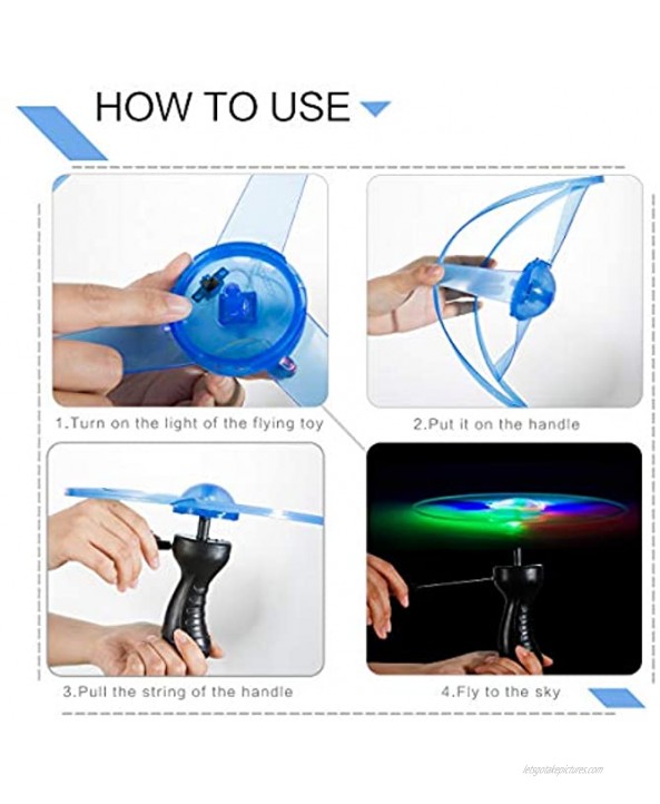 3 Sets Flying Toys- Hand Control Colorful LED Light Processing Flash Flying Toys Funny Flash Pull Flying Saucer Toys for Children Kids Over 3 Years Indoor and Outdoor Use