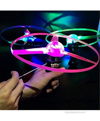 3 Sets Flying Toys- Hand Control Colorful LED Light Processing Flash Flying Toys Funny Flash Pull Flying Saucer Toys for Children Kids Over 3 Years Indoor and Outdoor Use