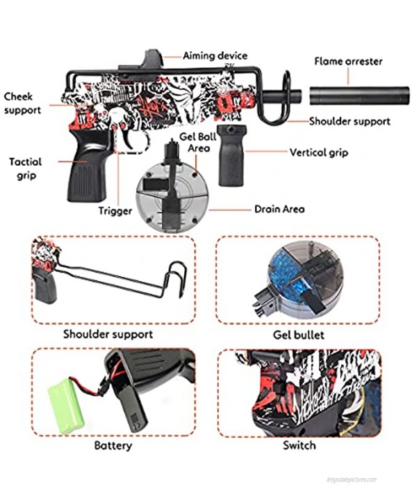 Gel Ball Blaster JFIEEI Electric Water Gun with 10000 Gel Balls for Outdoor Activities Or Boys and Girls Ages 12+ Red