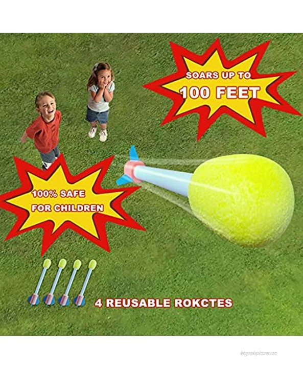 Hezruy Dueling Rocket Toy Launcher for Kids,Outdoor Rocket Toys with 4 Foam LED Rockets,Outside STEM Games Toys Birthday Gifts for Boys Girls Toddlers Age 5 6 7 8+