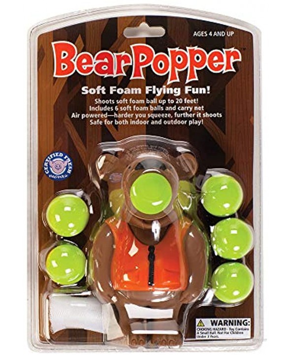 Hog Wild Bear Popper Toy Shoot Foam Balls Up to 20 Feet 6 Balls Included Age 4+