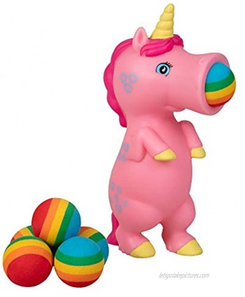 Hog Wild Pink Unicorn Popper Toy Shoot Foam Balls Up to 20 Feet 6 Rainbow Balls Included Age 4+