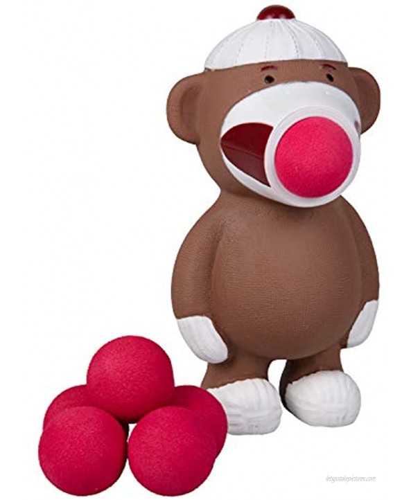 Hog Wild Sock Monkey Popper Toy Shoot Foam Balls Up to 20 Feet 6 Balls Included Age 4+