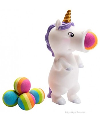Hog Wild White Unicorn Popper Toy Shoot Foam Balls Up to 20 Feet 6 Rainbow Balls Included Age 4+