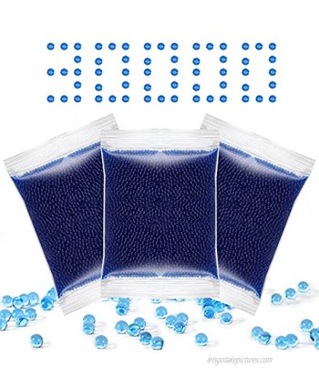 iTetimi Gel Ball Blaster Refill Ammo Water Bullets Beads Made for Gel Blasters Water Based Gel Balls Bullet Eco Friendly Non-Toxic Degradable 3 Pack–30,000 Beads Per Pack Blue