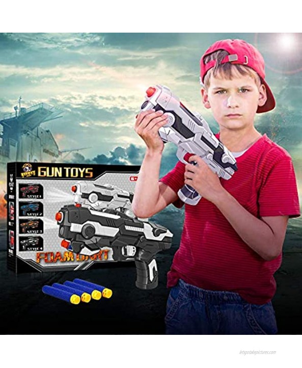 Kitoyz 2 Pack Blaster Toy Guns Darts Gun for Boys Kids LED Gun Toys Set with 60 Pcs Soft Foam Bullet Dart for Kids Birthday Gifts Party Supplies for 6 7 8 9 Year Old Boys White & Black